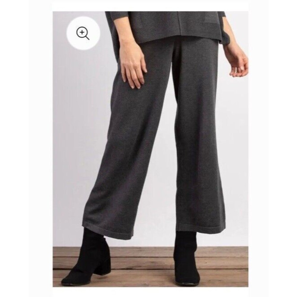 Habitat L Gray Knit Flood Pant 100% Cotton Wide Leg Ankle Pant
